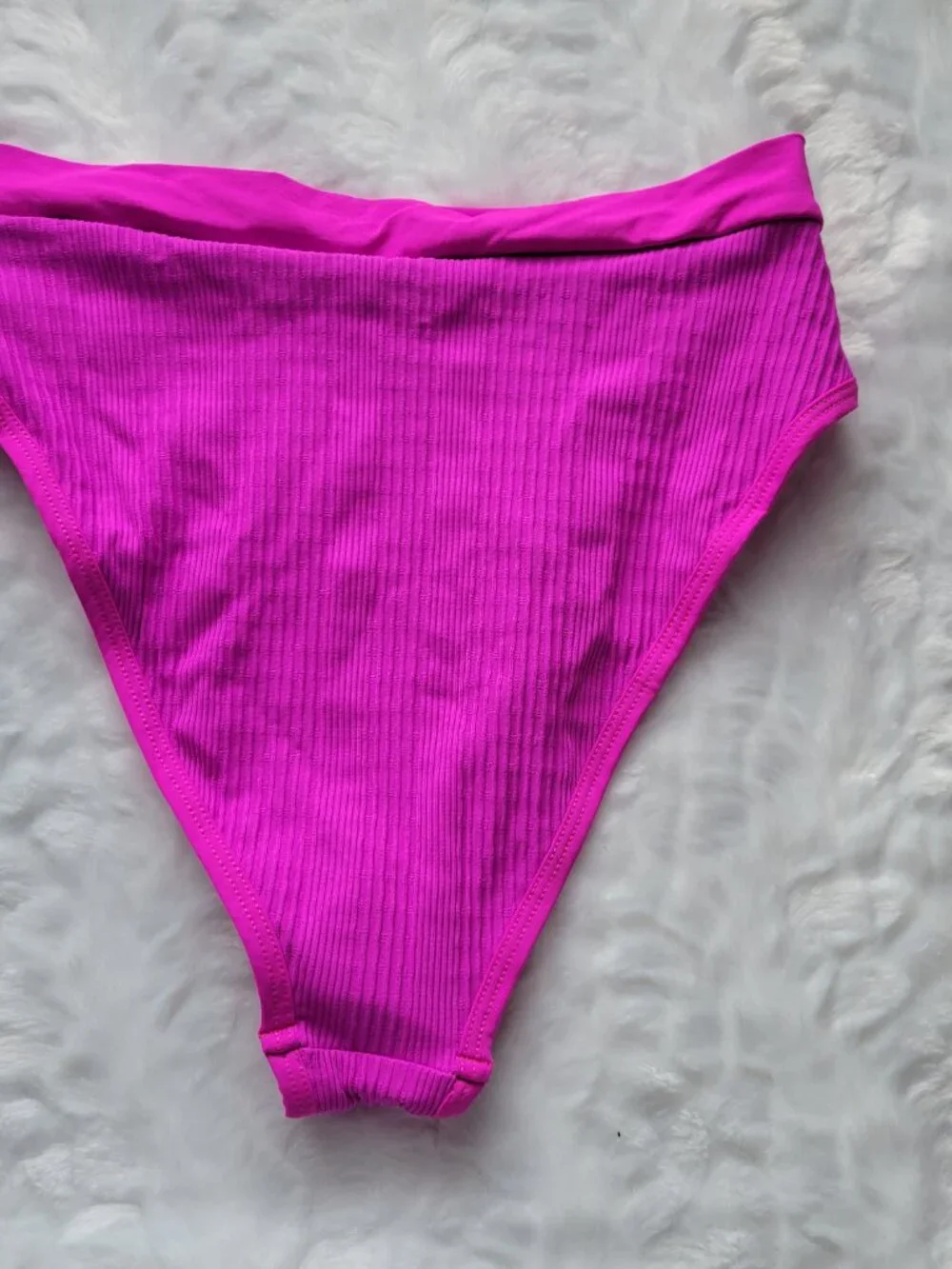 L*Space Pink Bikini Bottom Women's Large Frenchi Ribbed Bitsy Swimwear NWT